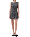 French Connection Womens Herringbone Polyester Mini Dress In Black,white