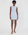 French Connection Check Sleeveless Round Neck Dress In Blue
