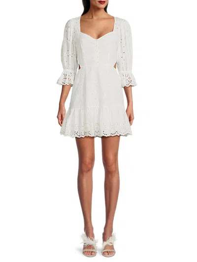 French Connection Women's Cilla Broderie Eyelet Mini Dress In Summer White