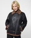 French Connection Women's Collared Faux Suede Zip-up Jacket In Black