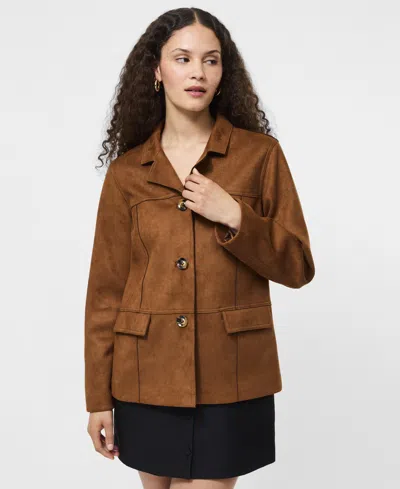 FRENCH CONNECTION WOMEN'S FAUX-SUEDE LONG SLEEVE JACKET