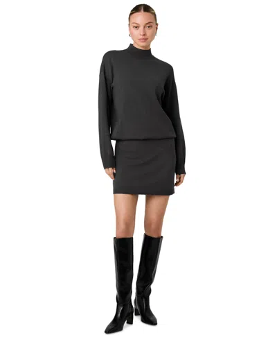 French Connection Cosysoft Long Sleeve Blouson Minidress In Black