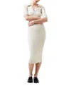 French Connection Cosysoft Polo Rib Midi Sweater Dress In Classic Cream