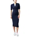 French Connection Cosysoft Polo Rib Midi Sweater Dress In Marine