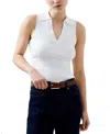 French Connection Cosysoft V Neck Knit Tank Top In Winter White