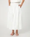 French Connection Pinstripe Cotton Poplin Skirt In Porcelain Cream,amalfi Blue Stripe