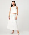 French Connection Birdie Tie Back Cutout Linen Blend Tank In Porcelain Cream,amalfi Blue Stripe