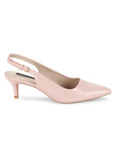 French Connection Women's Croc Embossed Kitten Heel Slingback Pumps In Blush