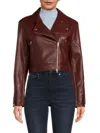 French Connection Women's Crolenda Faux Leather Cropped Moto Jacket In Bitter Chocolate