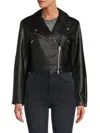 French Connection Women's Crolenda Faux Leather Cropped Moto Jacket In Black