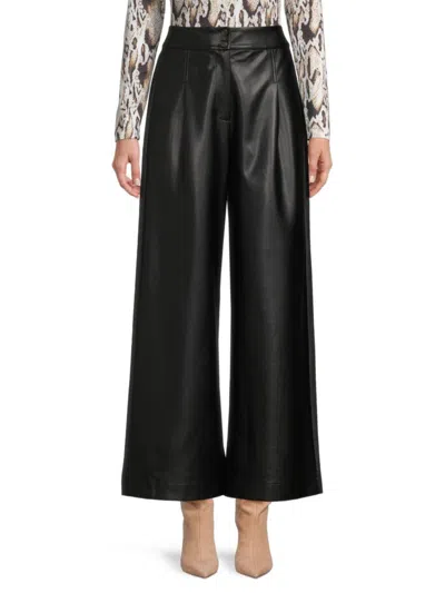French Connection Women's Crolenda Faux Leather Wide Leg Pants In Black