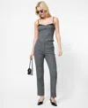 French Connection Glen Plaid Slim Crop Pants In Gray