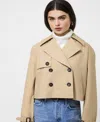 French Connection Cropped Twill Trench Coat In Khaki In Brown