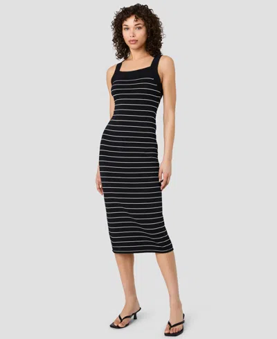 French Connection Stripe Cross Back Body-con Sweater Dress In Black