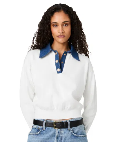 French Connection Denim Collar Sweater In White
