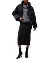 French Connection Crinkle Satin Puffer Jacket In Black In Blackout