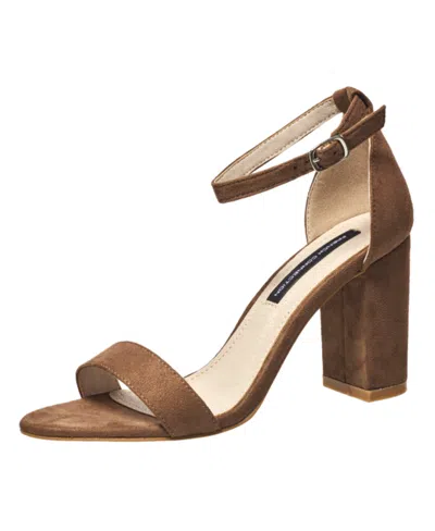 French Connection Women's Dream Block Heel Sandals In Taupe Suede