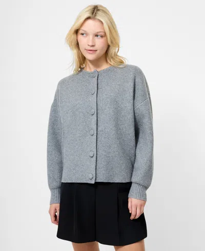 French Connection Riddley Knit Drop Shoulder Cardigan In Mid Grey Mel In Multi
