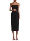 French Connection Echo Crepe Strapless Midi Dress Blackout In Black