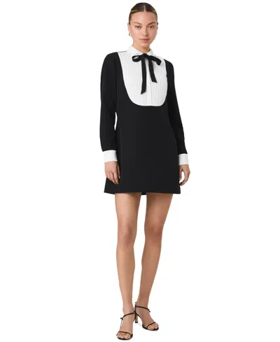 French Connection Women's Echo Crepe Combo Long-sleeve Colorblock A-line Mini Dress In Multi
