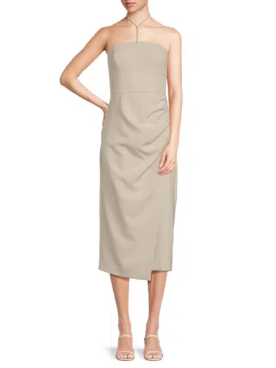 French Connection Women's Echo Crepe Ruched Midi Dress In Beige