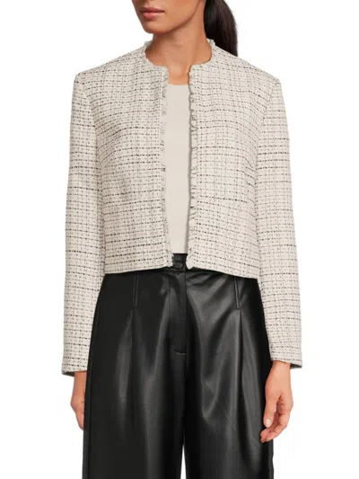 French Connection Women's Effie Boucle Open Front Cropped Jacket In Classic Cream