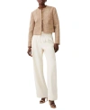 French Connection Effie Fringe Detail Tweed Jacket In Camel,clas