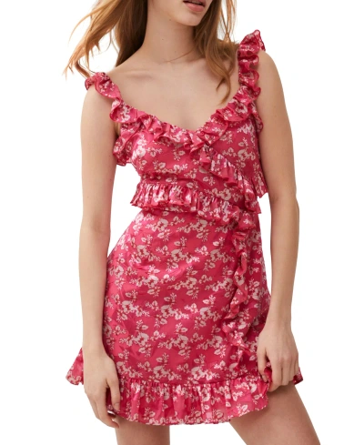 French Connection Women's Elianna Ruffled Burnout Floral Dress In Raspberry