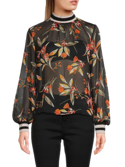 French Connection Women's Eloise Notch Lapel Biker Jacket In Black Multi