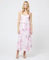 French Connection Elyria Floral Print Satin Midi Skirt In Sweet Pink Multi