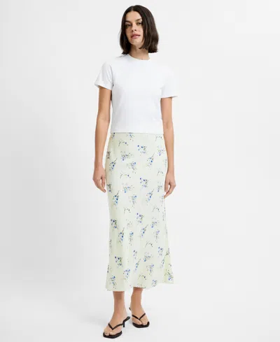 French Connection Women's Elyria Oona Yellow Floral Shift Midi Skirt In White