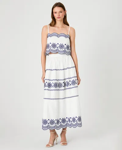 French Connection Womens Embroidered Strappy Top Embroidered Midi Skirt In Multi