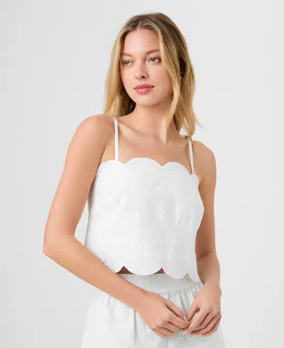 French Connection Women's Embroidered Strappy Top In White