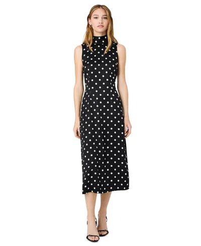 French Connection Women's Ennis Polka Dots Print Midi Dress In Black