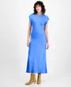 French Connection Ennis Satin Column Midi Dress In Ultra Marine
