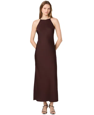 French Connection Women's Ennis Satin Halter Maxi Dress In Burgundy
