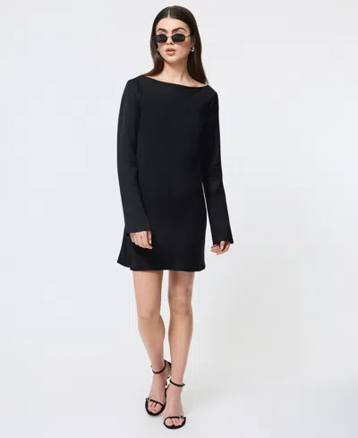 French Connection Women's Ennis Satin Long Sleeve Mini Dress In Black