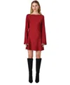 French Connection Ennis Long Sleeve Satin Minidress In Wine