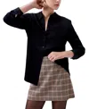 French Connection Ennis Satin Button-up Shirt In Black