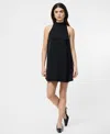 French Connection Ennis Satin Babydoll Minidress In Black