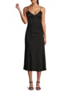 French Connection Women's Ennis Surplice Satin Midi Dress In Blackout