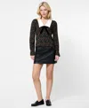 French Connection Yasmin Floral Collared Long Sleeve Top In Black