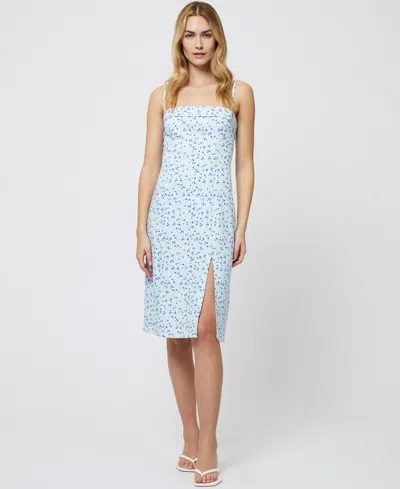 French Connection Women's Floral-print Front-slit Dress In Icy Blue Multi