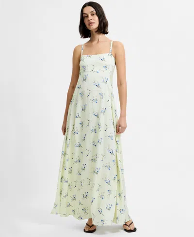 French Connection Ennis Harper Floral Print Sleeveless Maxi Dress In Green