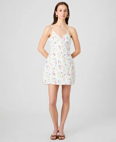 French Connection Women's Floral Print V-neck Mini Dress In White