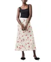 French Connection Floramour Ennis Satin Maxi Skirt In Classic Cream Multi In Classic Cream