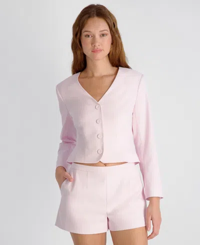 French Connection Halsey Twill Tailored Cropped Jacket In Pink