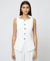 French Connection Women's Harrie Boat Neck Button-front Vest In Summer White