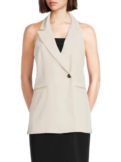 French Connection Women's Harrie Peak Collar Vest In Classic Cream