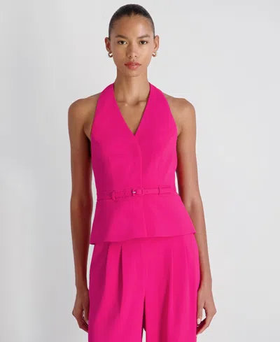 French Connection Harry Belted Suiting Halter Top In Pink